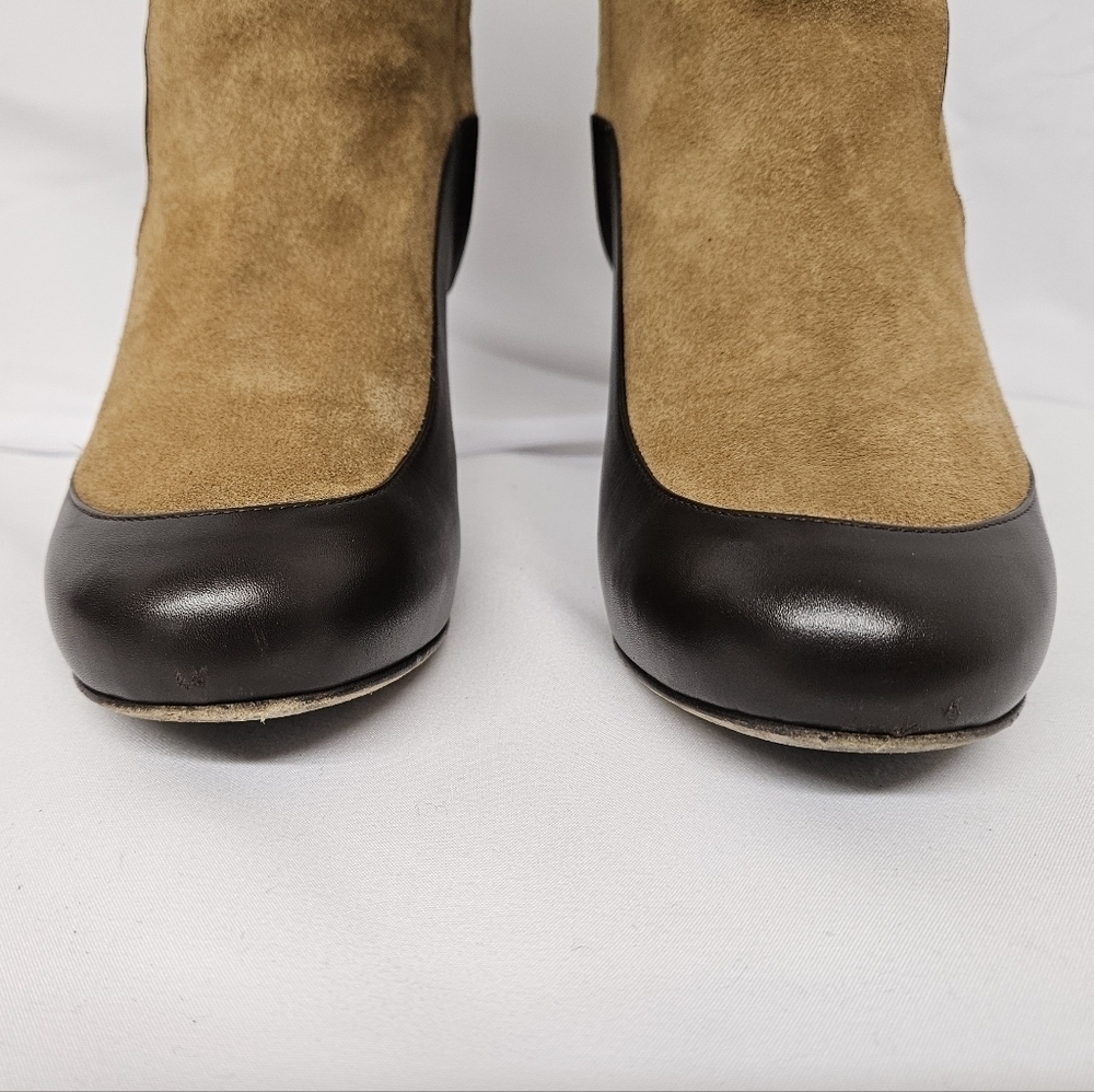 Bally Chanya Suede And Leather Heel Boots In Tan And Brown US Sz 6 EU Sz 36.5 - Picture 13 of 15
